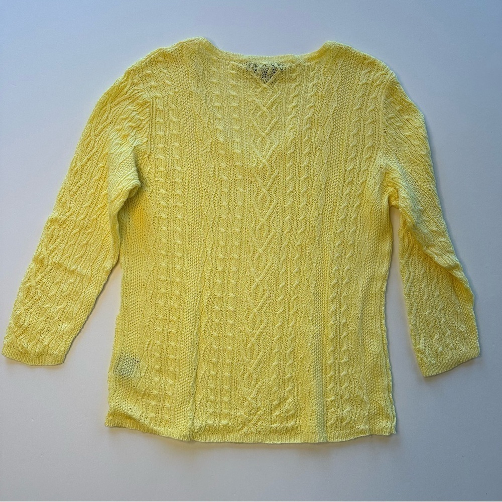Ralph Lauren Open Weave Linen 3/4 Sleeve V Neck Sweater Size Petite Medium - Picture 2 of 11